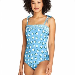 Lands End Flower Print Bathing Suit